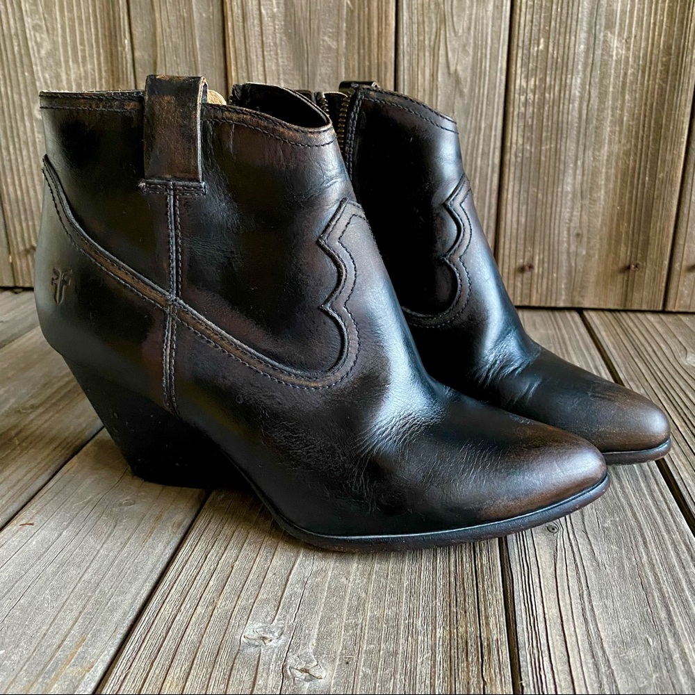 Frye Reina Leather Ankle Western Bootie